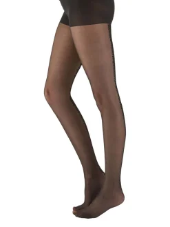 Animal Pattern Back Seam Tights - Black