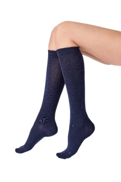 Bamboo Knee High Plain Socks 1 Pair Pack - Navy