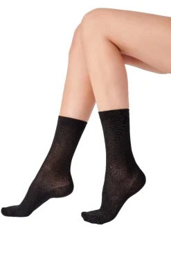 Bamboo Textured Design Socks 2 Pair Pack - Black