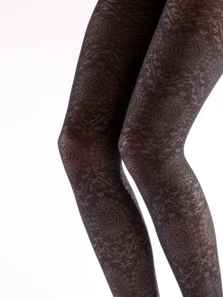 Boho Pattern Tights - Black