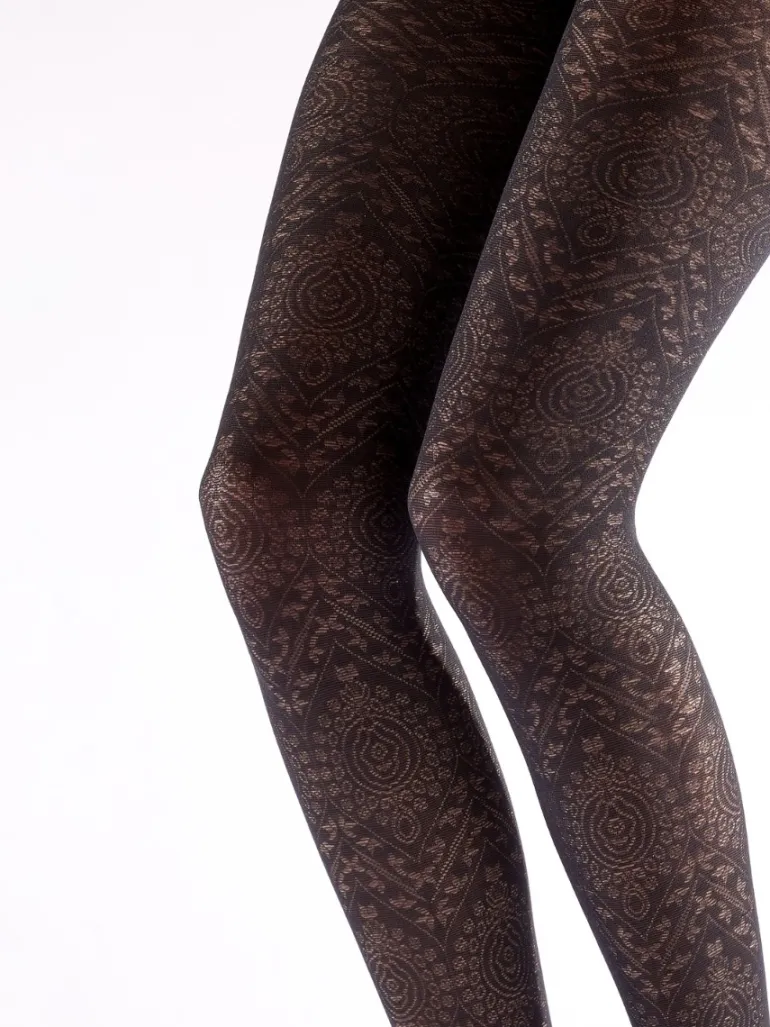 Boho Pattern Tights - Black