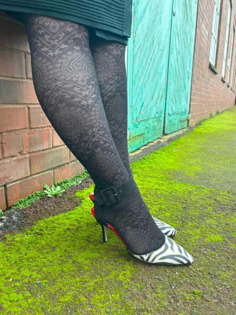 Boho Pattern Tights - Black