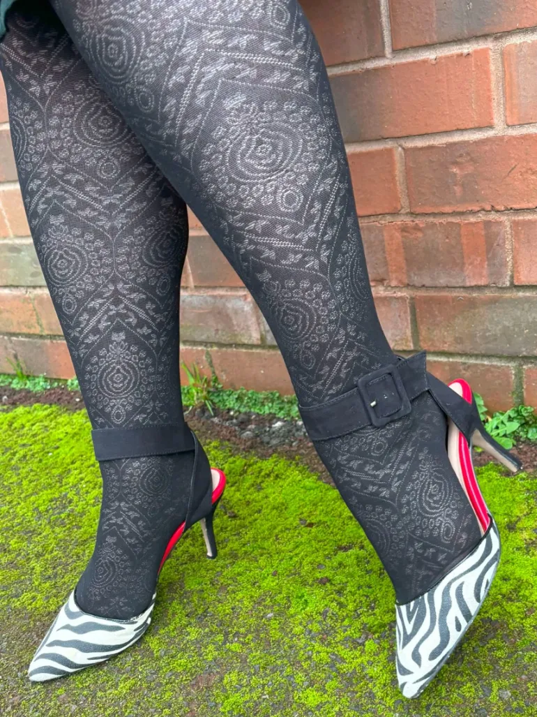 Boho Pattern Tights - Black