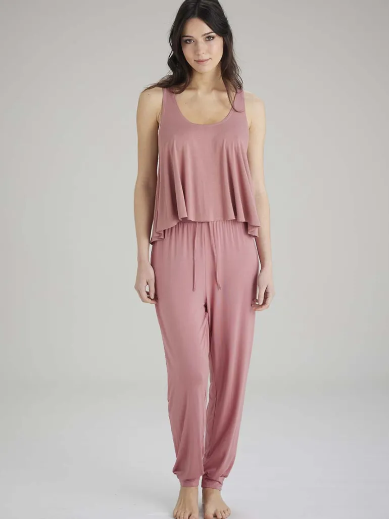 Botanical Lace Lounge Pant - Dusty Rose