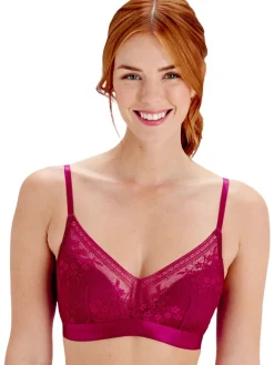 Botanical Lace Non Wired Triangle Bra - Fuchsia