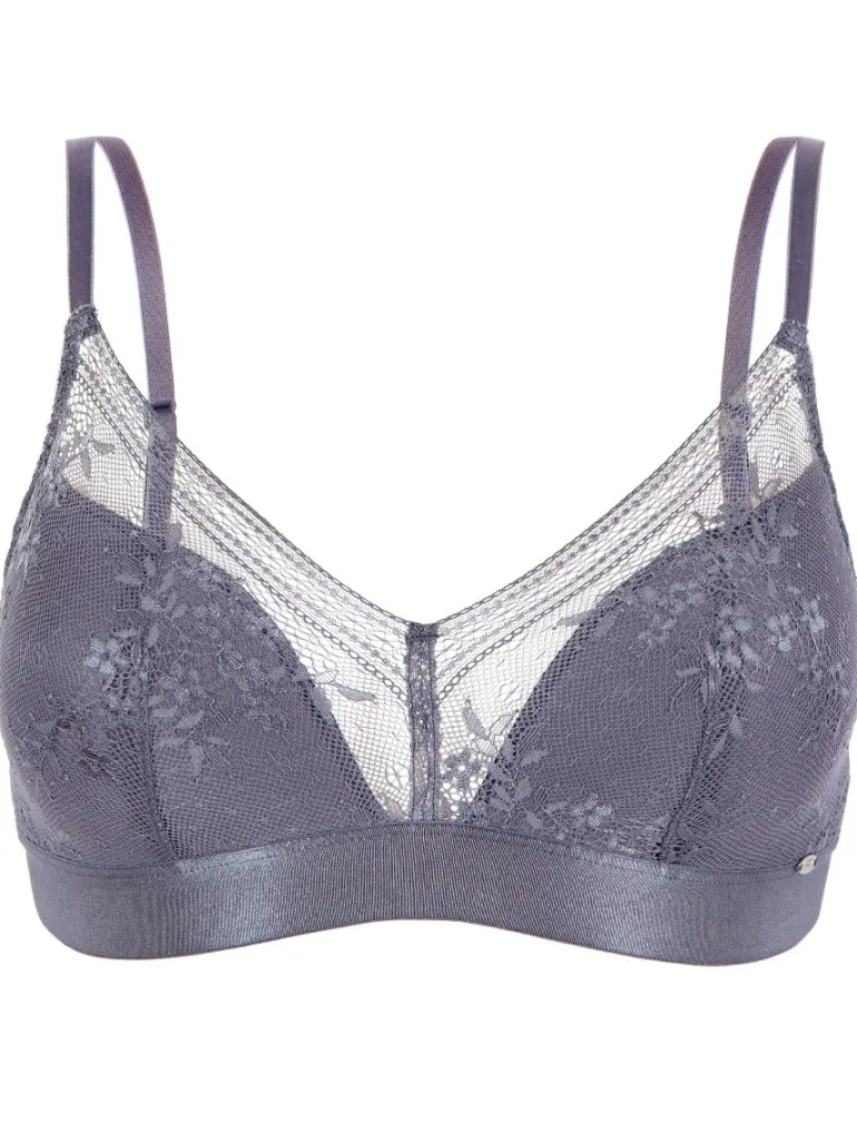 Botanical Lace Non Wired Triangle Bra - Nightshade