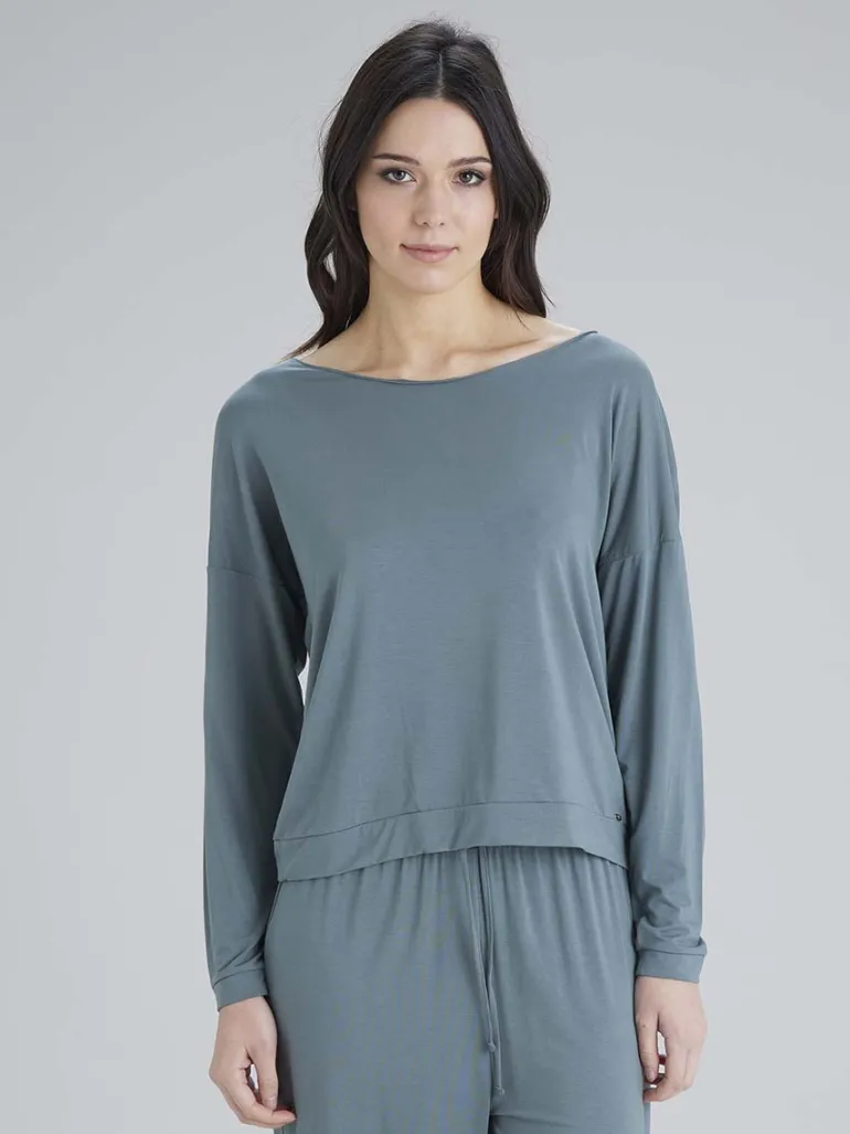 Botanical Lace Slouch Top - Sage
