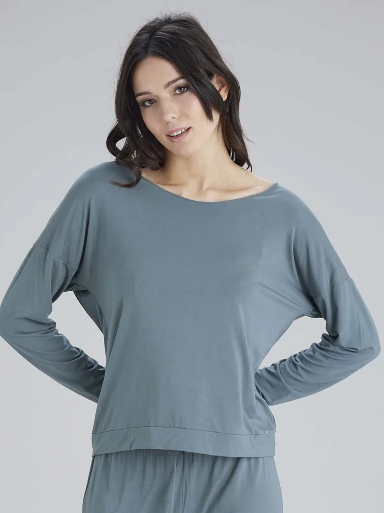 Botanical Lace Slouch Top - Sage