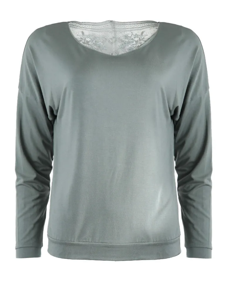 Botanical Lace Slouch Top - Sage