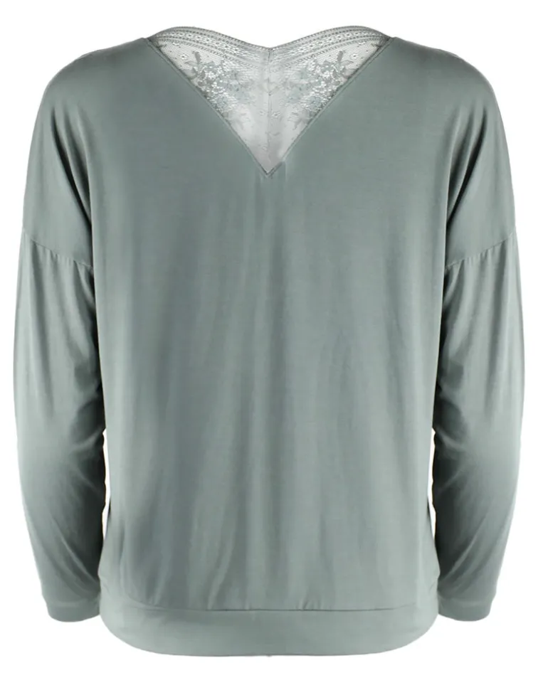 Botanical Lace Slouch Top - Sage