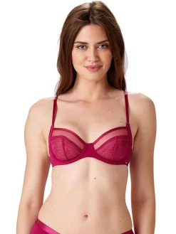 Botanical Lace Underwired Balconette - Fuchsia