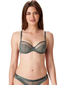 Botanical Lace Underwired Balconette - Sage