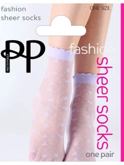 Bow Pattern Sheer Socks - Lavender