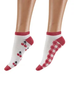 Cherry Pattern Bamboo Liners 2 Pair Pack - Pink Mix