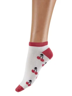 Cherry Pattern Bamboo Liners 2 Pair Pack - Pink Mix