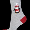 Christmas Penguin Sock - Grey Mix