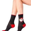 Christmas Santa Socks - Black Mix