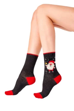 Christmas Santa Socks - Black Mix