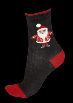 Christmas Santa Socks - Black Mix