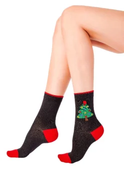 Christmas Tree Socks - Black Mix
