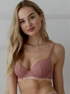 Contemporary Rib Underwired T-Shirt Bra - Dusty Rose