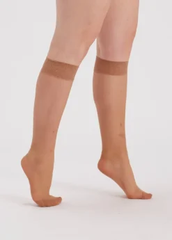 Curves 15 Denier Comfort Top Knee Highs 2 Pair Pack - Nude