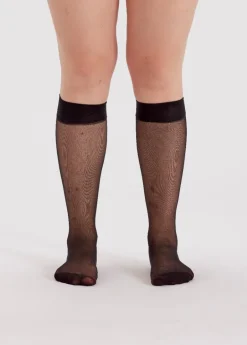 Curves 15 Denier Comfort Top Knee Highs 2 Pair Pack - Black