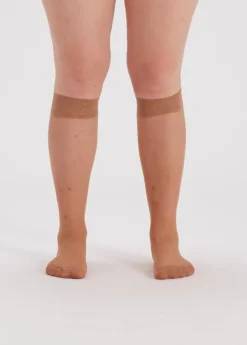 Curves 15 Denier Comfort Top Knee Highs 2 Pair Pack - Nude