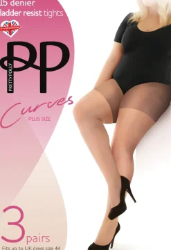 Curves 15 Denier Ladder Resist Tights 3 Pair Pack - Sherry