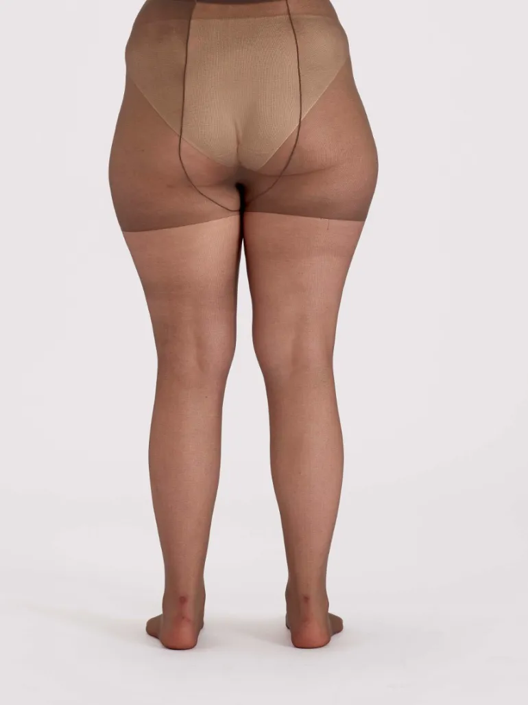 Curves 15 Denier Ladder Resist Tights 3 Pair Pack - Dark Nude