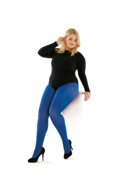 Curves 60 Denier Plush Opaque Tights - Blue