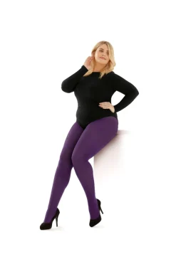 Curves 60 Denier Plush Opaque Tights - Purple