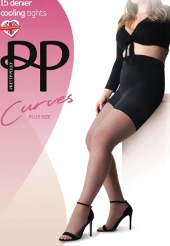 Curves 15 Denier Sheer Cooling Tights - Black