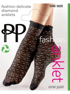 Delicate Diamond Pattern Anklets - Black