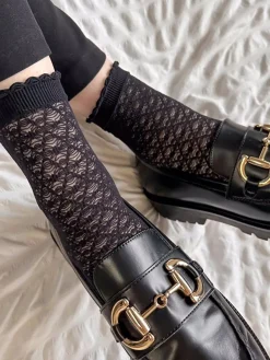 Delicate Diamond Pattern Anklets - Black