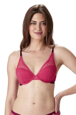 Delicate Lace Underwired T-shirt Bra - Watermelon