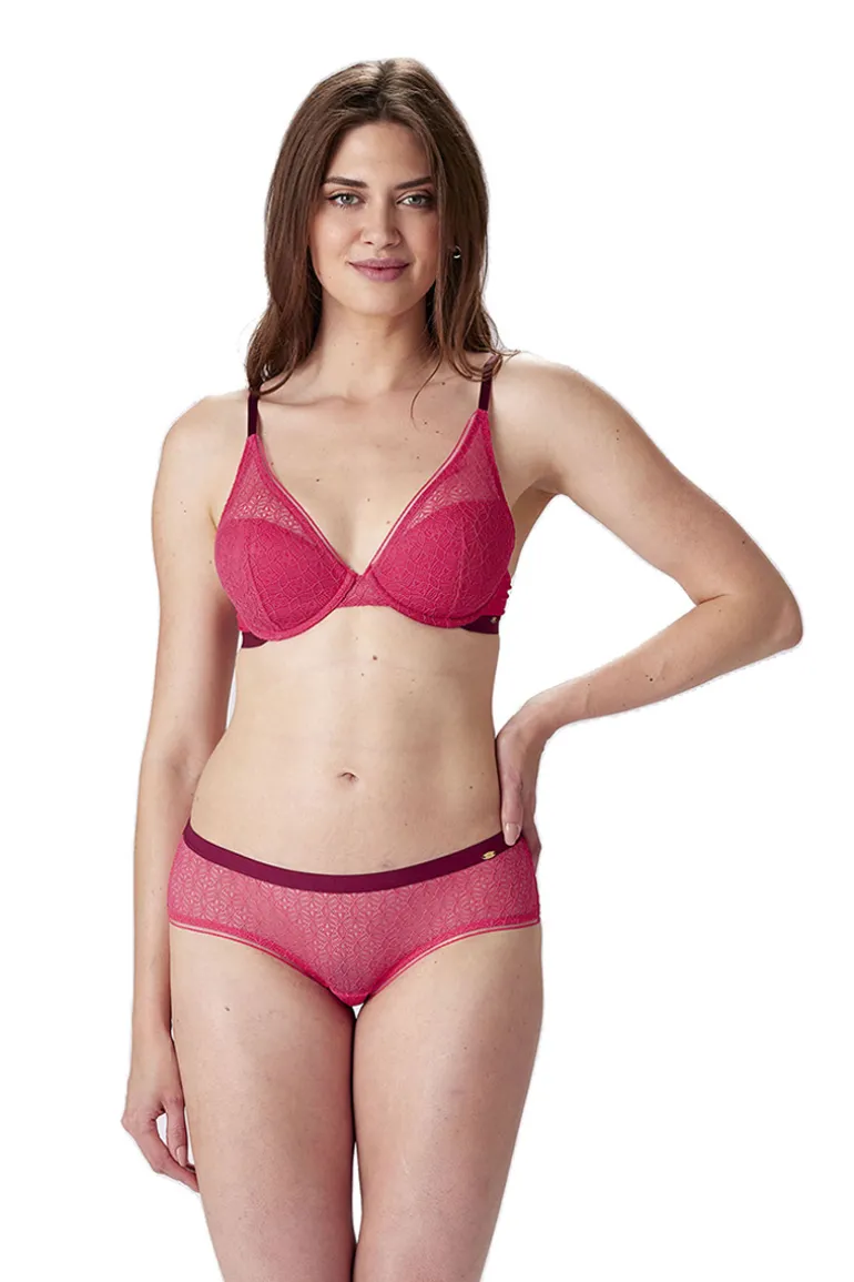 Delicate Lace Underwired T-shirt Bra - Watermelon
