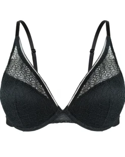 Delicate Lace Underwired T-shirt Bra - Black