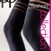 80 Denier Banded Opaque Fashion Hold Ups - Black
