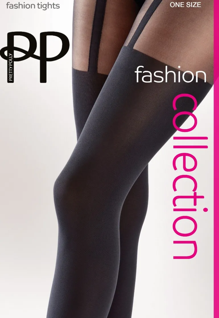 60 Denier Fashion Suspender Tights - Black
