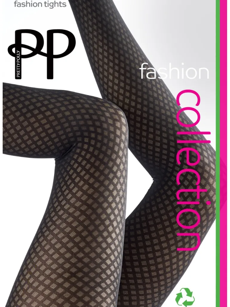 Diamond Lattice Pattern Tights - Black