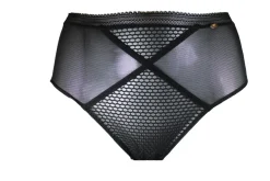 Diamond Mesh High Waisted Brief - Black