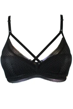 Diamond Mesh Non Wired Padded Bralette - Black