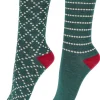 Diamond Spot Bamboo Socks 2 Pair Pack - Green Mix