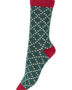 Diamond Spot Bamboo Socks 2 Pair Pack - Green Mix