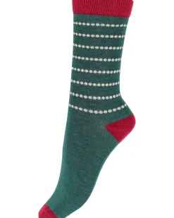 Diamond Spot Bamboo Socks 2 Pair Pack - Green Mix
