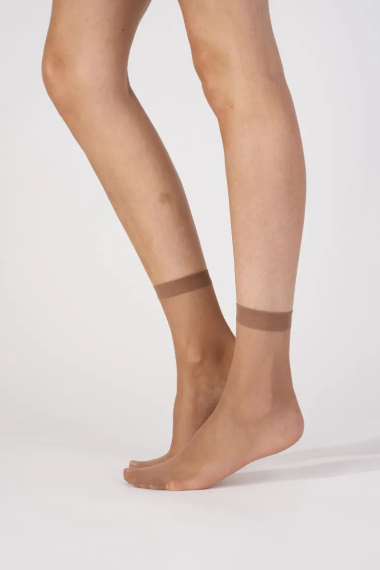 Everyday 15 Denier Smooth Knit Ankle Highs 3 Pair Pack - Chiffon