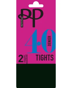 Everyday Opaques 40 Denier Tights 2 Pair Pack - Bottle Green