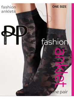 Floral Lace Ankle High Sheer Socks - Black Mix