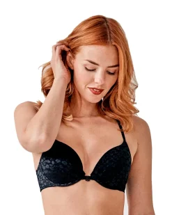 Graphic Mesh Moulded T-Shirt Bra - Black